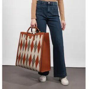 NEW Gucci GG Supreme Monogram Boarded Dyana Calfskin Rhombus Print Studded Maxi